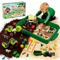 Produktbild: TEBOKHAD Bauernhof Kinetischer Toy Sand, Kinetischer Sand Set Mit Bauernhof Spielzeug Und Traktor Spielzeug, Sandkasten Mit Deckel, Sensorisch Sandspielzeug Für Kind Ab 3+