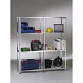 Produktbild: SCHULTE REGALWELT Grundregal mit Anbauregal, HxBxT 180 x 140 x 35 cm, 340 kg Traglast (max.), 8 Böden - silberfarben