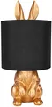 Produktbild: BRUBAKER Tisch- oder Nachttischlampe Goldener Hase - Tischleuchte mit Keramikfuß und Stoffschirm - 42 cm Höhe, Schwarz Gold