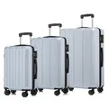 Produktbild: Premium Reisekoffer TSA-Schloss,YKK-Reißverschluss Hartschalen-Koffer Trolley Kabinenkoffer Rollkoffer Suitcase Handgepäck (Silber, M-L-XL-Set)