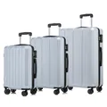 Produktbild: YONSLY Premium Reisekoffer TSA-Schloss,YKK-Reißverschluss Hartschalen-Koffer Trolley Kabinenkoffer Rollkoffer Suitcase Handgepäck 4 Rollen (Silber, M-L-XL-Set)