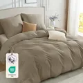 Produktbild: BEDELITE Bettwäsche 220x240 Baumwolle 3teilig - Bettwäsche-Sets Beige mit Reißverschluss, Bettbezug 240x220 mit 2 Kissenbezüge 80x80 cm, Oeko-TEX Bedding weiche und kuschelige Bettwaren