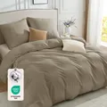 Produktbild: Bettwäsche 220x240 Baumwolle 3teilig  BettwäscheSets Beige mit Reißverschluss...