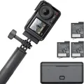 Produktbild: DJI Osmo Action 4 Adventure Combo - 4K/120fps wasserdichte Actionkamera mit 1/1,3-Zoll-Sensor, 10-Bit & D-Log M Farbperformance, 155° Ultra-Weitwinkel, über 7,5 Std. Akkulaufzeit mit 3 Zusatzakkus für Vlogging