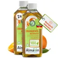 Produktbild: AlmaWin® Orangenölreiniger ÖKO 2x500ml ideal als starker Allesreiniger & Fettlöser – Veganes Orangenreiniger Konzentrat in recycelter Flasche – Orangenöl Reiniger