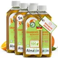 Produktbild: AlmaWin® Orangenölreiniger ÖKO [5x 500ml] ideal als starker Allesreiniger & Fettlöser - Veganes Orangenreiniger Konzentrat in recycelter Flasche - Besonders ergiebiger Orangenöl Reiniger