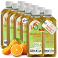 Produktbild: AlmaWin® Orangenölreiniger ÖKO 10x500ml ideal als starker Allesreiniger & Fettlöser – Veganes Orangenreiniger Konzentrat in recycelter Flasche – Orangenöl Reiniger