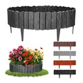 Produktbild: GARDENIX 2.3m Holzoptik Rasenkante Kunststoff 4 Module - Beetumrandung Garten, Beeteinfassung Anthrazit, Beetbegrenzung, Flexible Blumenbeet Umrandung, Beetzaun, Gartenpalisade Holz, Beetkanten