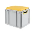 Produktbild: PROREGAL Eurobox NextGen Seat Box Gelb | HxBxT 36,5x30x40cm | 30 Liter | Griffe offen | Eurobehälter, Sitzbox, Transportbox, Transportbehälter, Stapelbehälter