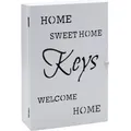 Produktbild: Spetebo - Holz Schlüsselkasten Keys Weiß Mit 6 Haken - 32 X 22 Cm - Schlüssel Schrank Zum Aufhängen - Schlüsselbox Schlüsselhaken Schlüsselablage Landhaus Stil