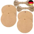 Produktbild: G2PLUS 100 Stk. Braun Geschenkanhänger, 5.5 CM kraftpapier Etiketten Tags mit