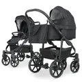 Produktbild: my junior® MIYO² 2in1-Kinderwagen | verstellbare Allrad-Federung | Integrierte Reflektoren | 360° unplattbare Luftkammerreifen | Babywanne klappbar, ventiliert, Wippfunktion - All Black