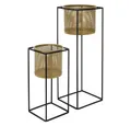 Produktbild: ML-DESIGN Blumenständer Pflanzenständer Set aus Metall Pflanztopf Deko Blumenhocker (2 St), Blumentopfständer Schwarz/Gold Wetterfeste & robuste Blumentopfhalter