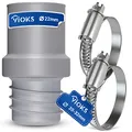 Produktbild: VIOKS Set 2x Schlauchschellen Edelstahl 20-32mm & Waschmaschine Abfluss Adapter 22mmØ für 22mmØ - Spülmaschine Ablaufschlauch Endstück Verbinder