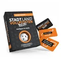 Produktbild: DENKRIESEN - Stadt Land Vollpfosten® Levels – Classic Edition | 60 Spielkarten und Blitzwürfel ab 12 Jahren | ca. 30 min Spielzeit für 2-6 Spieler | Familienspiel im Stadt Land Fluss Stil
