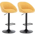 Produktbild: Barhocker mit Lehne drehbar für Küche aus Handtuchstoff höhenverstellbar Gelb 2er Set Wahson
