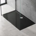Produktbild: doporro Duschtasse Duschwanne 90x140x4 flach inkl. Ablaufgarnitur AL01 aus Acryl in Schwarz DIN-Anschlüsse für bodenebene Montage geeignet Faro2