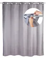 Produktbild: WENKO Dusch Vorhang Badewannen Ringe Textil 180 x 200 cm Flex Grau waschbar
