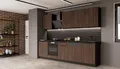 Produktbild: Kuechen-preisbombe Küche Monza Basic 280 cm Küchenzeile Küchenblock Einbauküche Nussbaum Okapi matt + Schwarz matt
