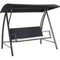 Produktbild: Outsunny Hollywoodschaukel 3-Sitzer Gartenschaukel mit Dach aus Polyrattan und Metall in Schwarz 198x124x179 cm für Garten und Terrasse   Aosom.de
