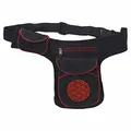 Produktbild: Hüfttasche Bauchtasche Gürteltasche Bauchgurt Festivaltasche Blume des Lebens, Farbe:Schwarz/Rot