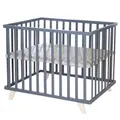 Produktbild: Roba Kids Laufgitter 75x100 cm mit Holzfüßen Greyish gesteppt Luxe anthrazit NEU