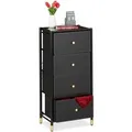 Produktbild: Relaxdays Kommode Stahl MDF Schwarz Höhenverstellbar mit 4 Schubladen 98,5 cm x 46 cm x 30 cm 8,3 kg