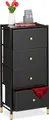 Produktbild: Relaxdays Kommode, HxBxT: 98,5 x 46 x 30 cm, 4 Schubladen, Sideboard Stoff & Stahl, Schubladenschrank, schwarz/gold