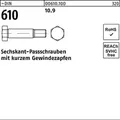 Produktbild: Din 610 Sechskant-passschraube M8x50 Stahl 10.9 Blank M. Gewindezapfen 25 Stk