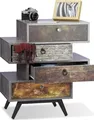 Produktbild: Relaxdays Vintage Kommode 4 Schubladen, originelles Lowboard in Betonoptik, Schublade mit Motiv, HBT: 68x60x40 cm, grau