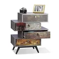 Produktbild: Relaxdays Vintage Kommode 4 Schubladen, originelles Lowboard in Betonoptik, Schublade mit Motiv, HBT: 68x60x40 cm, grau