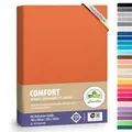 Produktbild: leevitex® Premium Spannbettlaken 180x200–200x220 cm | 40 cm Steghöhe – für Standard-, Boxspring- & Wasserbetten | 100% Mako-Jersey-Baumwolle | ÖKO-TEX Zertifiziert | 170 g/m² | Terrakotta/Orange