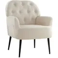 Produktbild: IWMH Sessel, Retro Fernsehsessel mit Metallbeinen, Ohrensessel mit Gepolsterter Rückenlehne, Loungesessel für Haus und Büro - Leinen - Beige - Beige