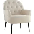 Produktbild: Iwmh Einzelsessel, Lesesessel Mit Armlehnen, Retro Lounge Cocktailsessel, Sessel Mit Metallbeinen - Leinen - Beige