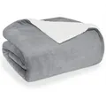 Produktbild: Wohndecke Sherpa-Fleecedecke, Oeko-TEX Zertifiziert, Blumtal, hochwertig, weich, warm, flauschig grau 130 cm x 150 cm