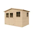 Produktbild: TIMBELA M334 Gartenhaus Holz mit Fenstern - Geräteschuppen Holz H226x324x216 cm/6 m² - Gerätehaus Gartenhütte Fahrradgarage Holz