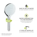 Produktbild: Duschkopf 12 cm Handbrause 3 Funktionen Wasser sparen Universalanschluss Chrom