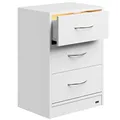 Produktbild: Casaria® Nachttisch Weiß LED 3 Schubladen Kabelführung Wandbefestigung Boxspringbett Schlafzimmer Nachtschrank Nachtkonsole Nachtkommode Holz 54x39x28cm
