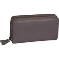 Produktbild: Reißverschlusslangbörse Leder, grau - Schwarz