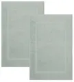 Produktbild: Betz Badvorleger Premium 2 Stück 50×70 cm – Badematte aus 100% Baumwolle (ca. 650 g/m²), saugstark & pflegeleicht, waschbar bis 60 °C, trocknergeeignet – beidseitig nutzbar Farbe heugrün