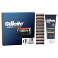Produktbild: Gillette ProGlide Rasierklingen und Bartpflege Set für Rasierer, 10 Ersatzklingen für Nassrasierer Herren + Gillette PRO Sensitive Rasierschaum 175 ml, Geschenk für Männer