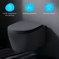 Produktbild: AM.PM Hänge-WC , D-Form spülrandlos – Soft-Close Sitz, Doppelspülung, Schwarz