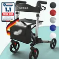 Produktbild: ELONEO Rollator faltbar und leicht mit Sitz, Leichtgewicht-Reiserollator aus Aluminium, Gehhilfe 8-fach höhenverstellbar, Laufhilfe 3-fach faltbar
