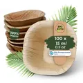 Produktbild: BIOZOYG 100 Stück Dipschälchen 15ml quadratisch Einwegschälchen Palmblattschälchen Snackschälchen, kompostierbar, ideal für Fingerfood und Snacks