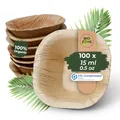 Produktbild: BIOZOYG Dipschalen 100 Stück 15 ml quadratisch - Palmblatt mini Schälchen Fingerfood Schalen Einweg - Alternative zu Holz, kleine Schälchen für Dips und Dressings