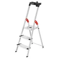 Produktbild: Hailo Stehleiter einseitig L80 ComfortLine silber 3 Stufen, H: 138,0 cm