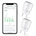 Produktbild: WLAN Smart Steckdose mit Strommessung, Mini Plug 2er Pack, Smart Home WiFi Steckdose, Alexa Zubehör, Zeitplan, Fernzugriff, Funktioniert mit Alexa, Google Home, SmartThings, Nur 2,4-G-WLAN, 16A