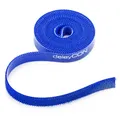 Produktbild: deleyCON 2m Klett Kabelbinder Klettband Klettbandrolle 10mm Breit Kabelmanagement Kabelorganizer Klettkabelbinder Klettverschluss zuschneidbar Blau