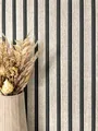 Produktbild: Tapete Vliestapete Grau Paneele Lamelle Streifen Holzwandpaneele Wandpaneele