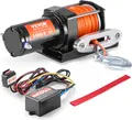 Produktbild: VEVOR Elektrische Seilwinde, 3500 lb Seilzugkapazität, 12 V DC ATV/UTV-Winde mit 3/16 Zoll x 39 Fuß 12 Strängen Synthetikseil, Aluminium-Seilführung, kabelgebundene Fernbedienung, IP55 wasserdicht